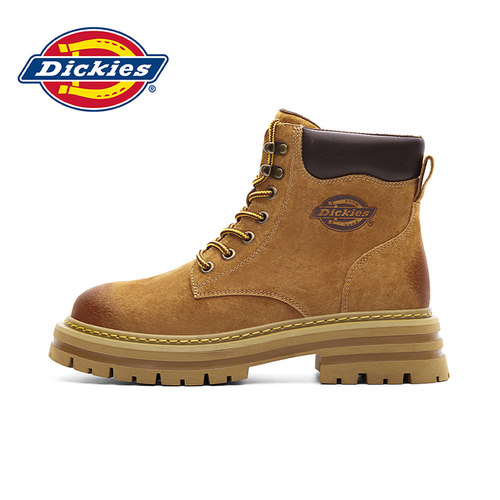 Dickies男鞋马丁靴2024年冬季新款工装户外大黄靴加绒保暖短靴女 - 图0