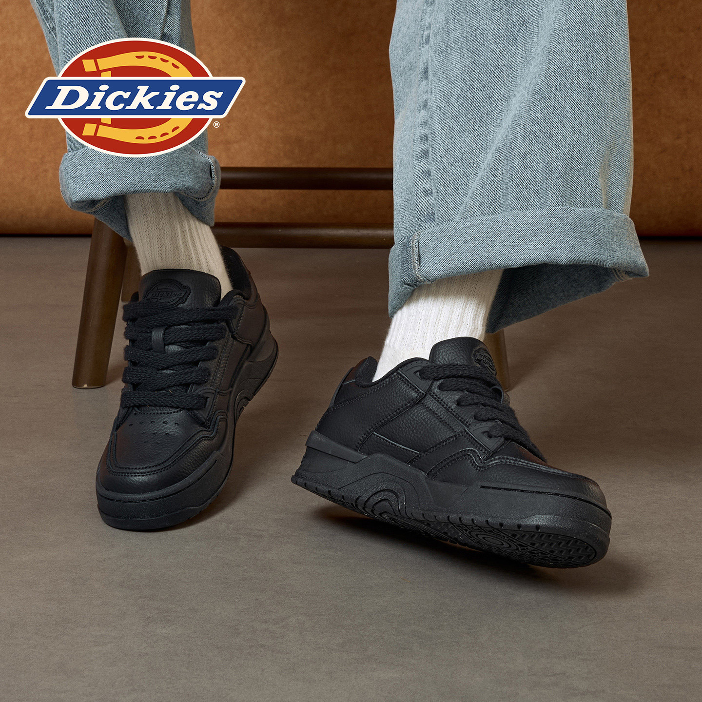 Dickies板鞋男黑色休闲鞋2025新款秋冬厚底增高百搭潮鞋情侣鞋子