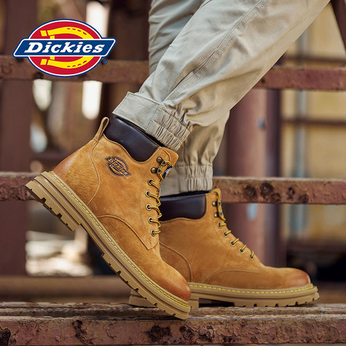 Dickies男鞋马丁靴2024年冬季新款工装户外大黄靴加绒保暖短靴女 - 图3