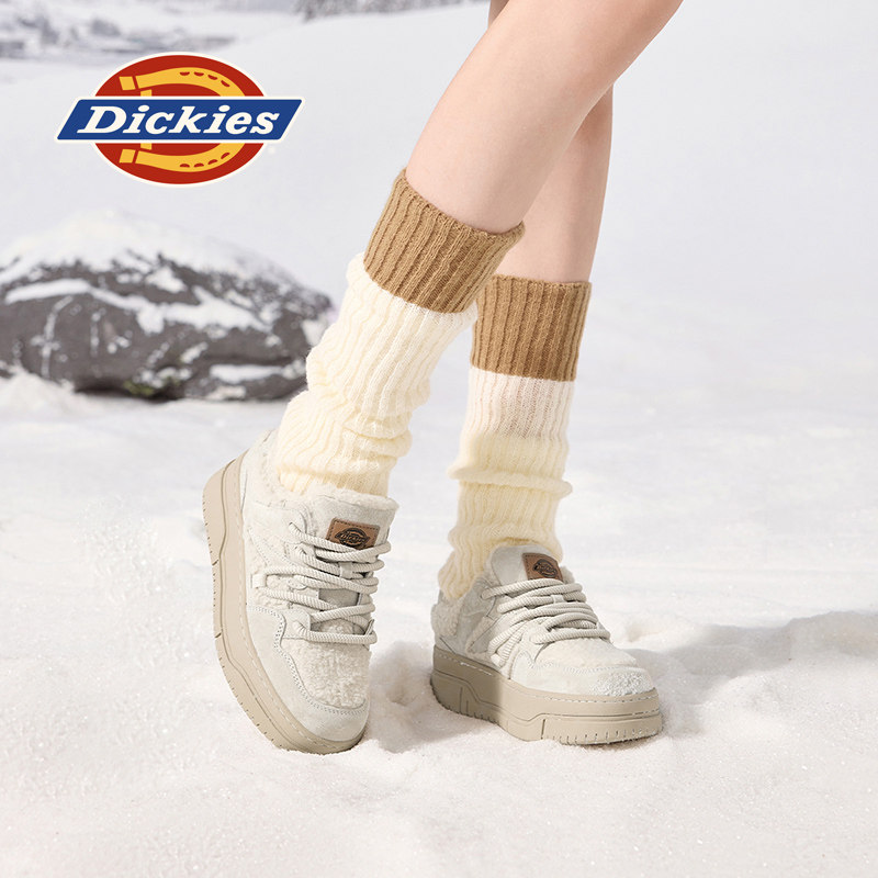 Dickies厚底雪地靴女2025年冬季新款加绒加厚保暖棉鞋增高毛毛鞋 - 图3