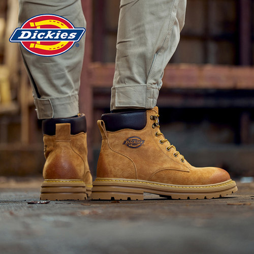 Dickies男鞋马丁靴2024年冬季新款工装户外大黄靴加绒保暖短靴女 - 图1