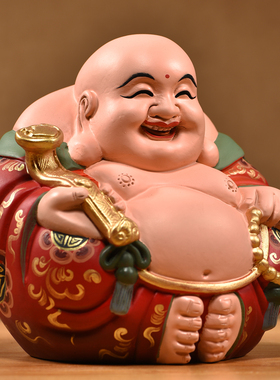 实木雕刻弥勒佛像摆件一团和气