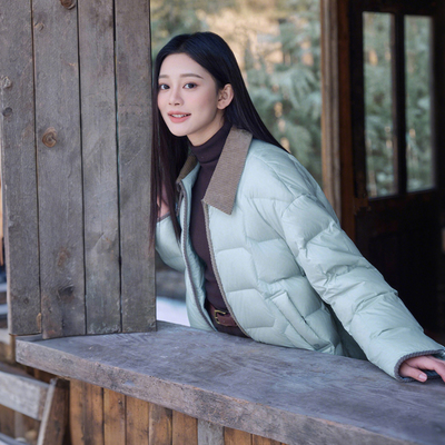 【爆款】坦博尔轻薄羽绒服女冬季短款衬衫领时尚休闲修身好看外套