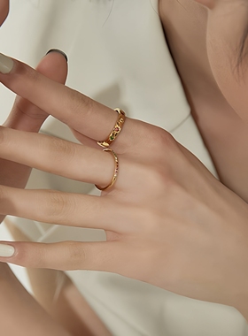 简约精致彩色锆石戒指女小众设计高级感轻奢不掉色素圈指环