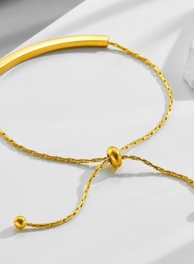 简约个性百搭ins时尚手环小众高级感可调节钛钢抽拉手链不退色