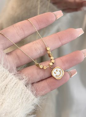 笑脸项链女小众设计新款高级感个性锁骨链气质百搭钛钢不掉色潮
