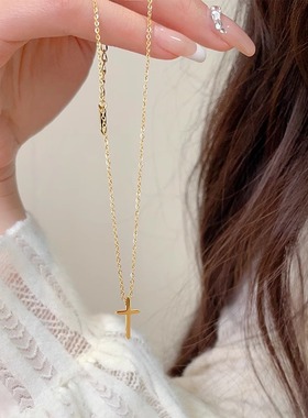 十字架吊坠项链女钛钢不掉色简约小众高级感ins锁骨链颈饰品
