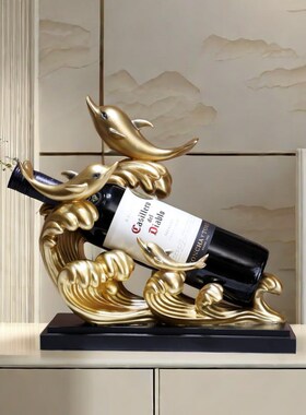 热销海豚酒架家居装饰品餐边柜红酒D架工艺品新房装修软装配饰餐