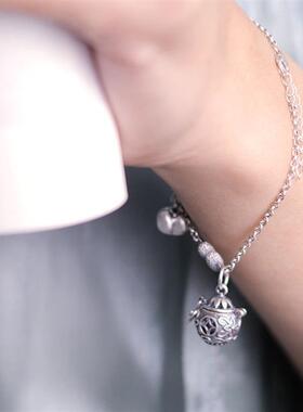 s925银镂空随身佩戴香囊球手链香熏香丸精油无火扩香