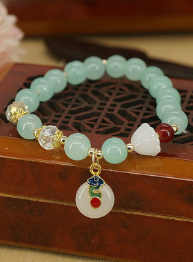 新款仿白玉如意平安扣手