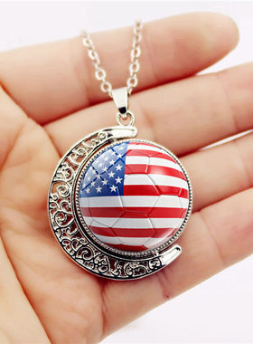 2026美加墨世界杯周边国家国旗足球项链女双面吊坠球迷纪念品项坠