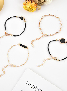 欧美风个性黑松石花纹手