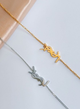 英文字母手链钛钢不掉色