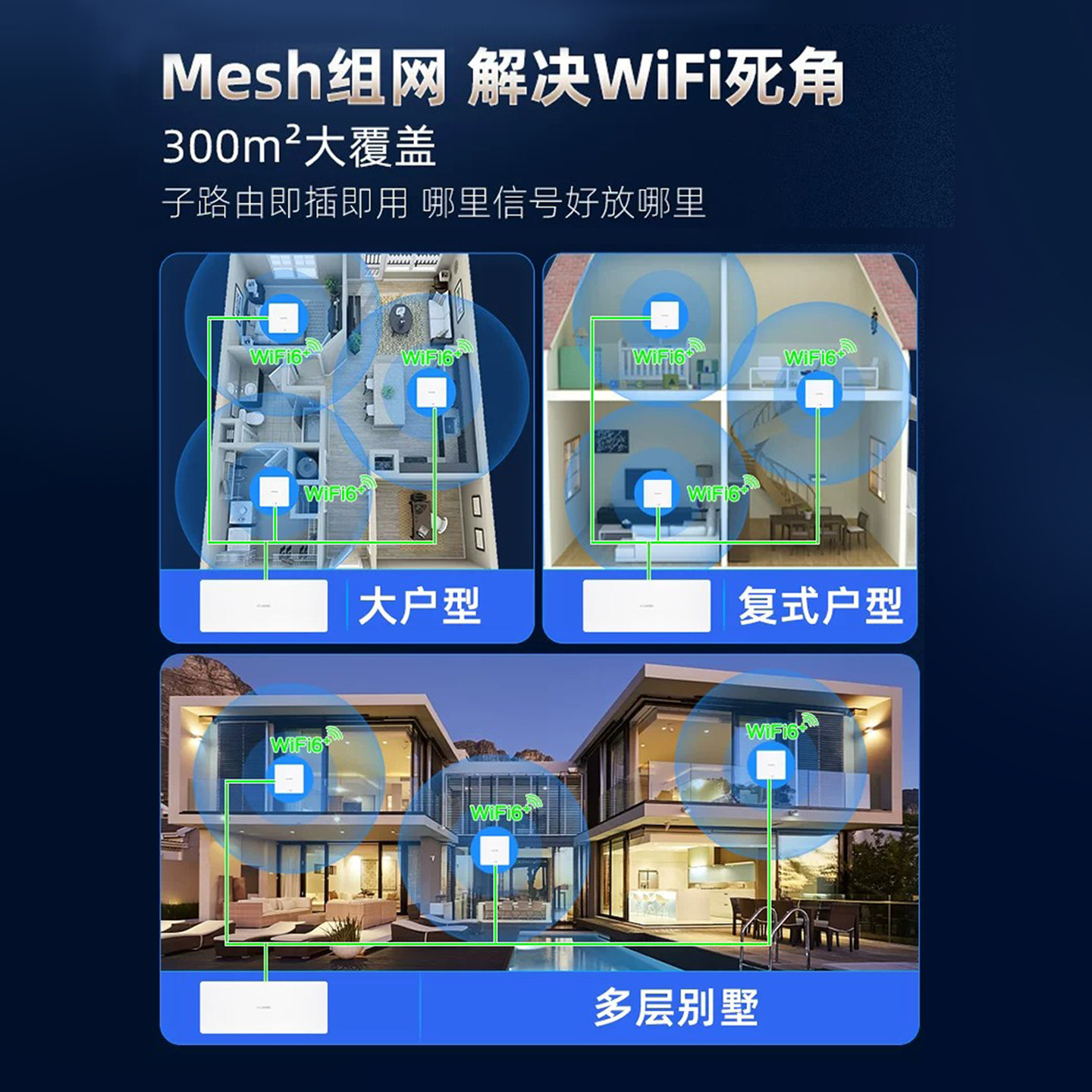 【稀缺货源】华为Q6网线版全屋无线wifi6覆盖acap面板mesh组网分布式入墙式一拖三子母路由器千兆大户型字母
