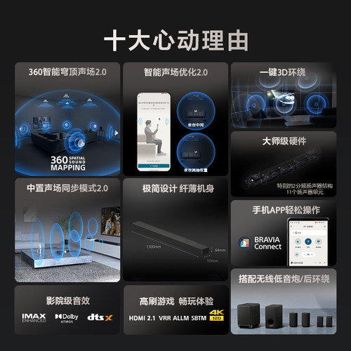 焕新补贴索尼HT-A8000全景声回音壁 360智能穹顶4K/120Hz家庭影院 - 图1