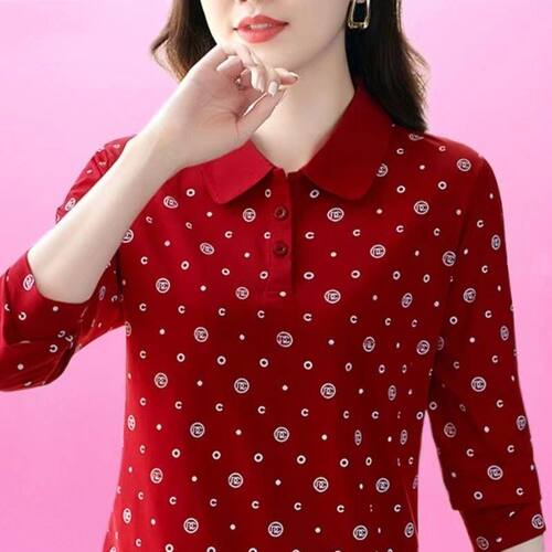 2025秋季爆款长袖T恤女时尚减龄显瘦洋气妈妈装翻领Polo衫大码潮 - 图3