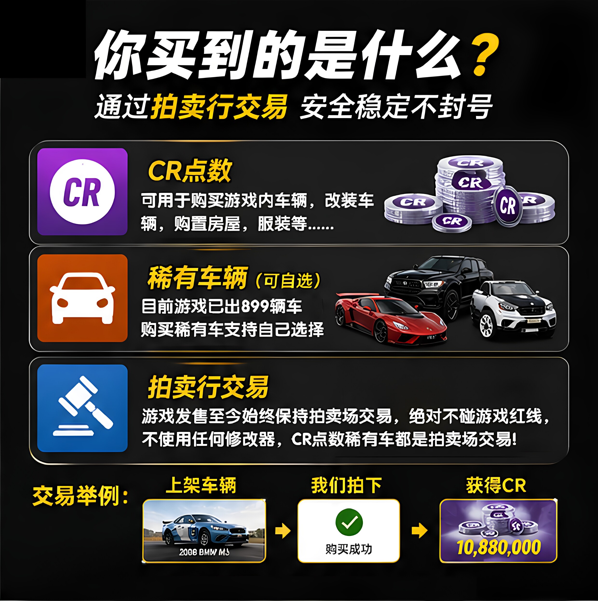 极限竞速地平线6CR点数金币刷钱稀有车全车存档超级抽奖马拉松币技能点服装SteamXBOXPS5/PC拍卖场交易