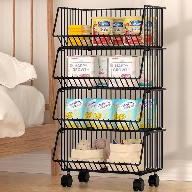 【四层置物架】厨房落地水果蔬菜架菜篮子卧室储物架零食收纳架带,淘宝优惠券,粉丝福利购,淘宝优惠卷