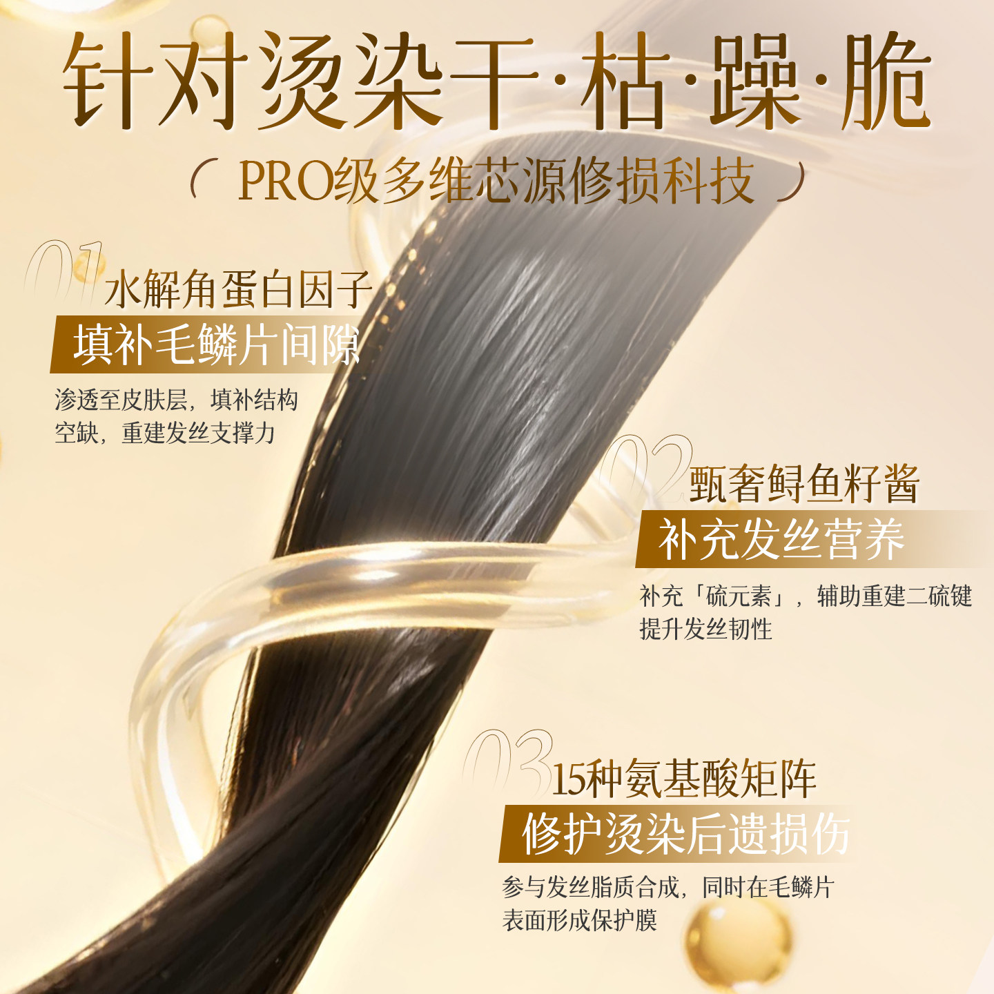 丽如素鱼子酱角蛋白发膜防毛躁柔顺护发素补水顺滑改善干枯