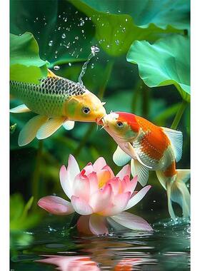 荷花贴画莲花粉色白莲花装饰画