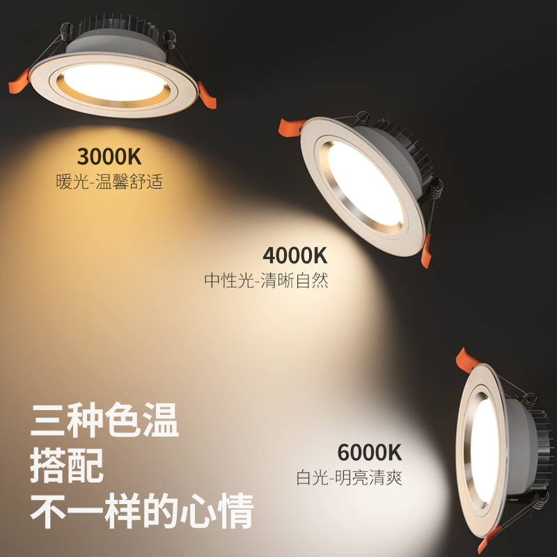 家用筒灯led天花射灯5w嵌入式开孔7.5cm客厅吊顶牛眼孔灯洞灯简灯 - 图1