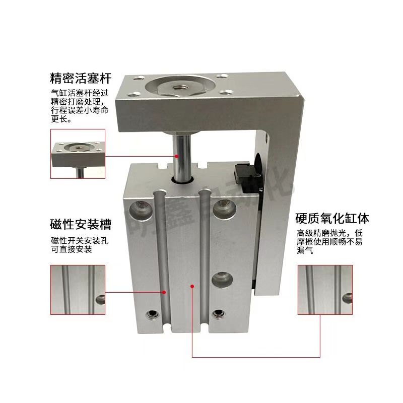 新款亚德客型精密气动侧轨滑台气缸MXH/HLH6/10/16/20-5-10-15-20 - 图2