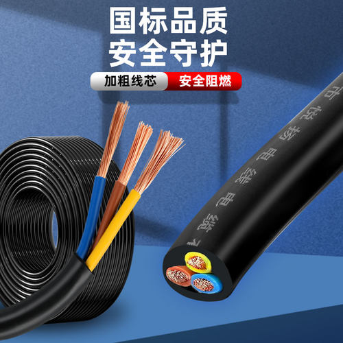 国标纯铜电源线三芯电缆线10A16a大功率1.5/4平方插头带线 三 带 - 图1