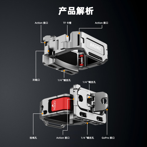适用于大疆Pocket3多功能拓展框 Osmo灵眸口袋云台相机快拆拓展支架手持车载骑行户外运动兔笼固定器配件 - 图0