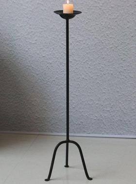 复古烛台中式落地铁艺铸铁禅意仿古家居茶室酒店道具软装创意