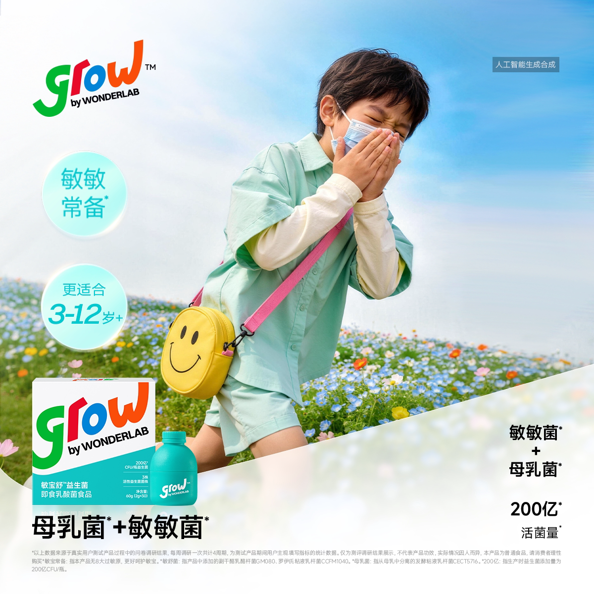 万益蓝WonderLab儿童敏宝益生菌益生元宝宝好鼻子敏舒菌敏感适用