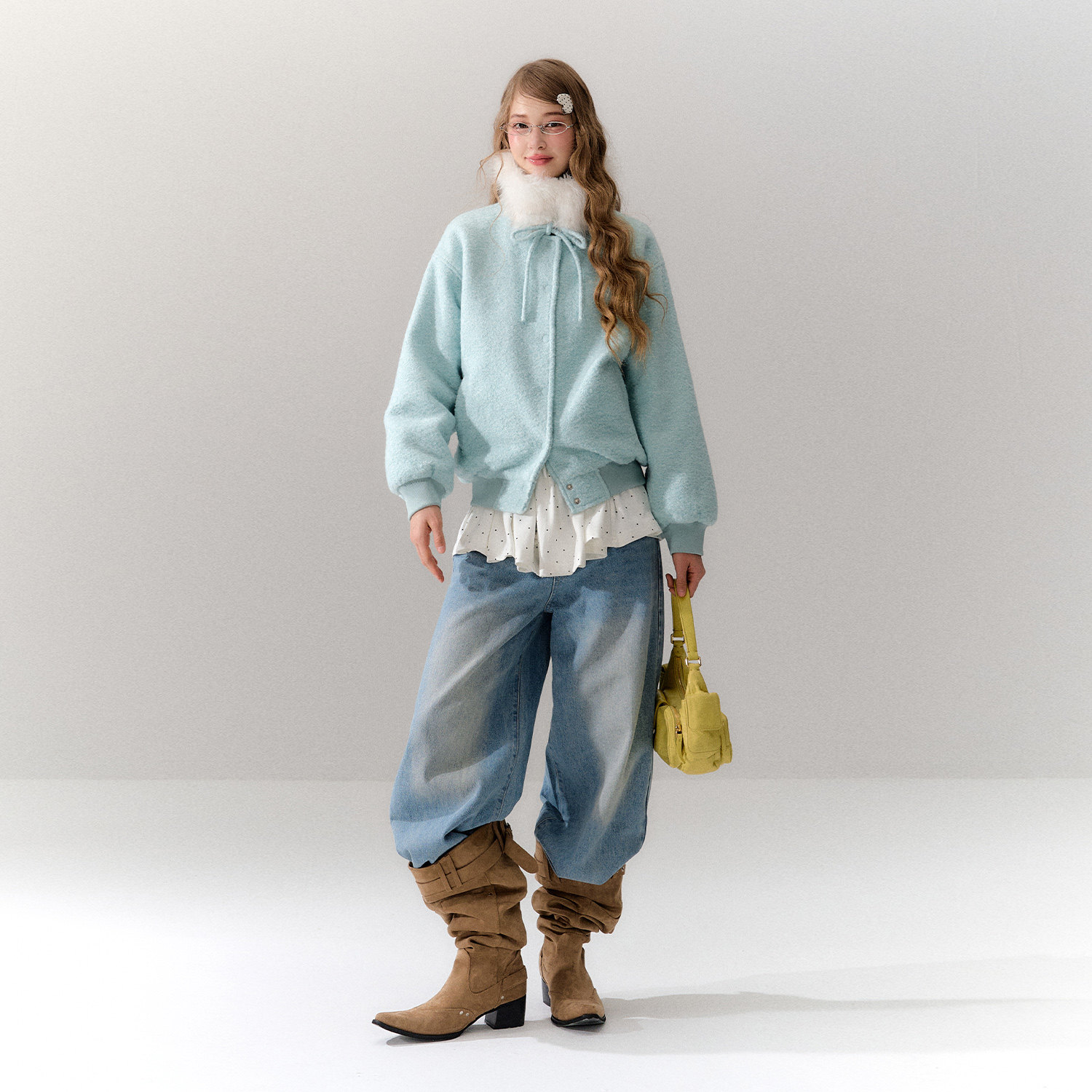 GUUKAHERO毛呢毛领围脖棒球服外套女 新款多巴胺保暖蝴蝶夹克棉服,淘宝优惠券,粉丝福利购,淘宝优惠卷