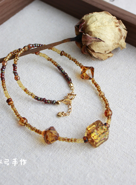 月似弓原创项链【酒神】复古Vintage捷克珠小众艺术气质手作项链