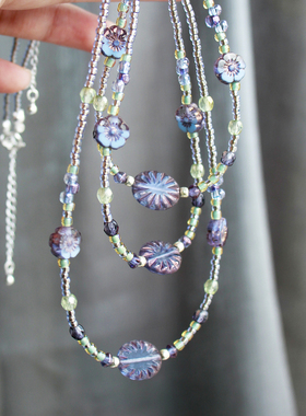 原创项链【夜塘】莫奈配色油画艺术感捷克珠小众独特手作项链