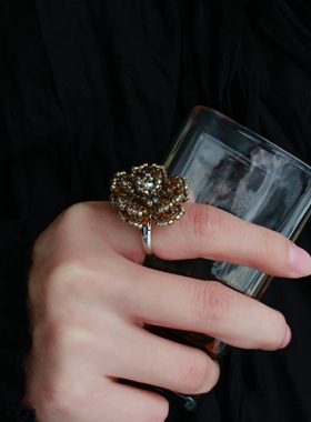 月似弓原创【花】小众设计感艺术手作串珠戒指独特气质指环