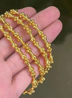 通体S925纯银镀金骨头手串骨器系列文玩配饰抖音同款男女款手链