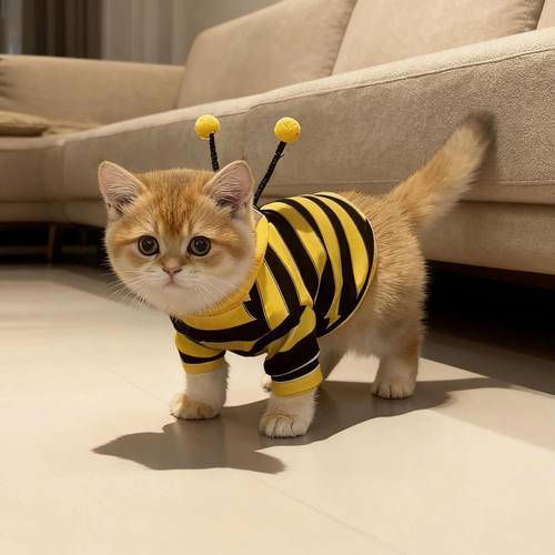 防掉毛猫咪衣服秋冬款加绒保暖小蜜蜂宠物小猫狗狗衣服可爱变身装 - 图3