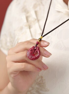 天然朱砂锦鲤吊坠女士本命年高含量紫金砂保真护身符挂件项链礼物