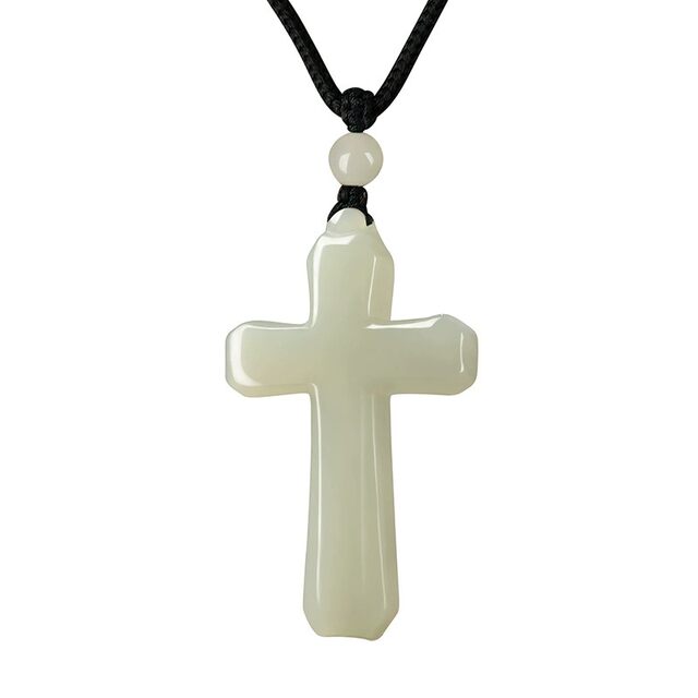 Natural authentic Hetian jade cross pendant