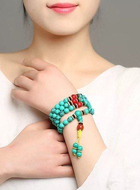 天然原矿绿松石手串男女款