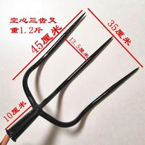 Three-tooth fork agricultural solid large size steel fork hollow iron fork grass fork mud fork manure fork full steel farm with three-stock fork