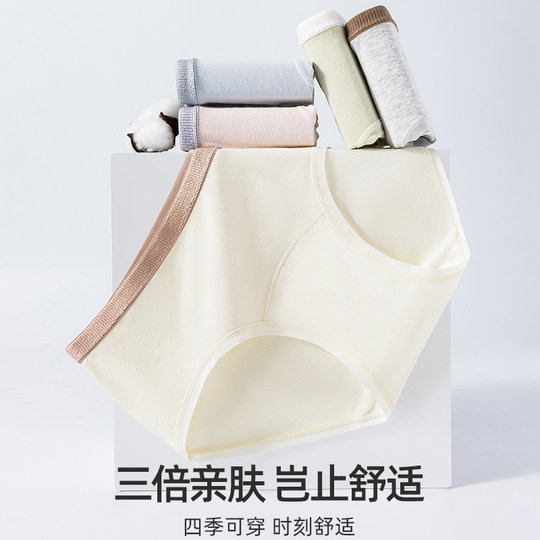 芬腾女士内裤纯棉抗菌100%全棉裆中腰无痕a类棉少女学生透气短裤