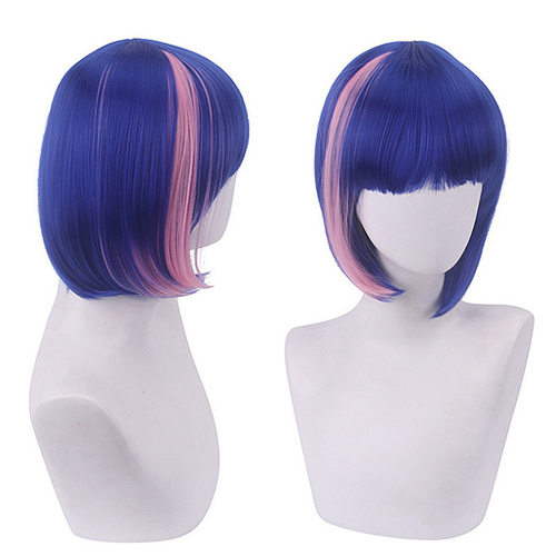 动漫假发刺客伍六七cosplay化纤 高温丝 短发混蓝色化纤假发 - 图0