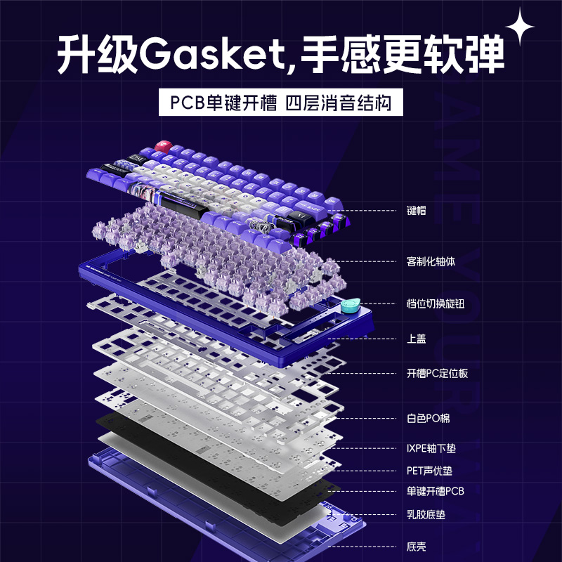 机械师K600T三模蓝牙无线机械键盘Gasket热拔插电脑游戏RGB键盘 - 图2