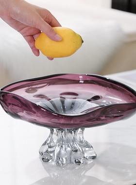 玻璃手工果盘摆件水果盘