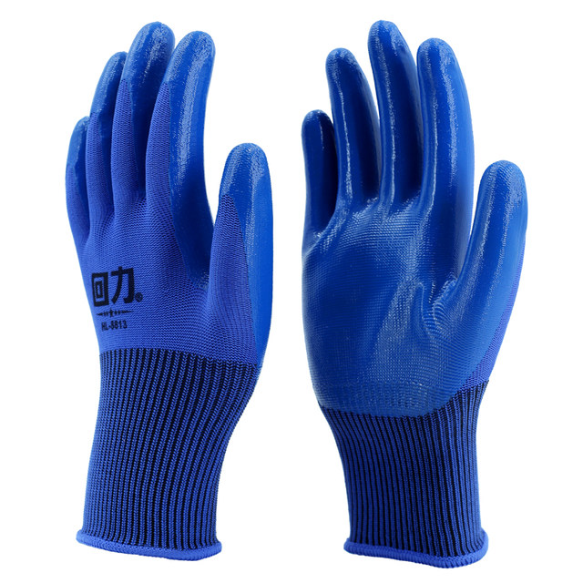 Huili wear-resistant thickened nitrile latex oil-resistant gloves