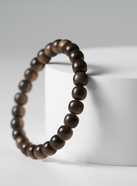 毕业级天然印度迈索尔老山檀香手串阴沉老料土埋沉水横纹单圈男女