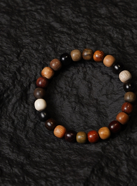 天然多宝十八籽手串名贵木材猛犸老山檀香小叶紫檀男女单圈老型