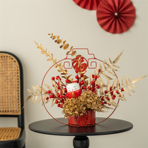 New Year Chinese Lunar New Year Flowers Iron Art Flower Ware Pendulum Pieces of Spring Festival Festive Indoor Fake Flowers Emulation Flowers and Fruit Decorative Flowers