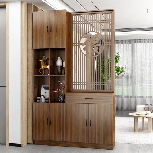 高档实木屏风隔断客厅玄关柜进门遮挡隔断柜入户门鞋柜置物架一体 - 图0