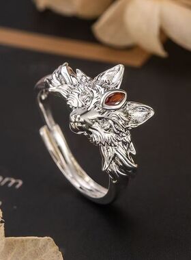 金【九尾狐戒】正品新款简约狐狸款开口戒指指环礼物中古灵狐